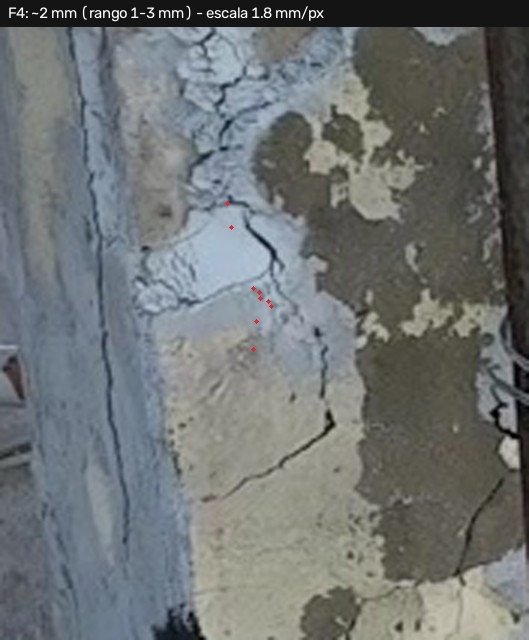 Fisura F4 inclinada en la columna